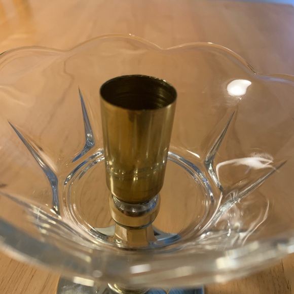 Set of 2 Brass and Glass Candlesticks - Picture 4 of 8